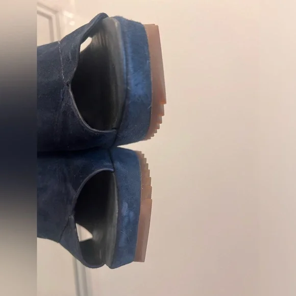 Vince Camuto Navy Blue Suede Wedge Shoes Sandals 7.5 - Picture 10 of 12